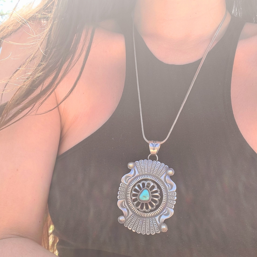 HUGE sterling silver andTurquoise pendant